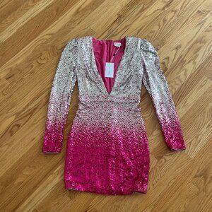 Revolve sequin dress Lovers and Friends pink silver glitter dress